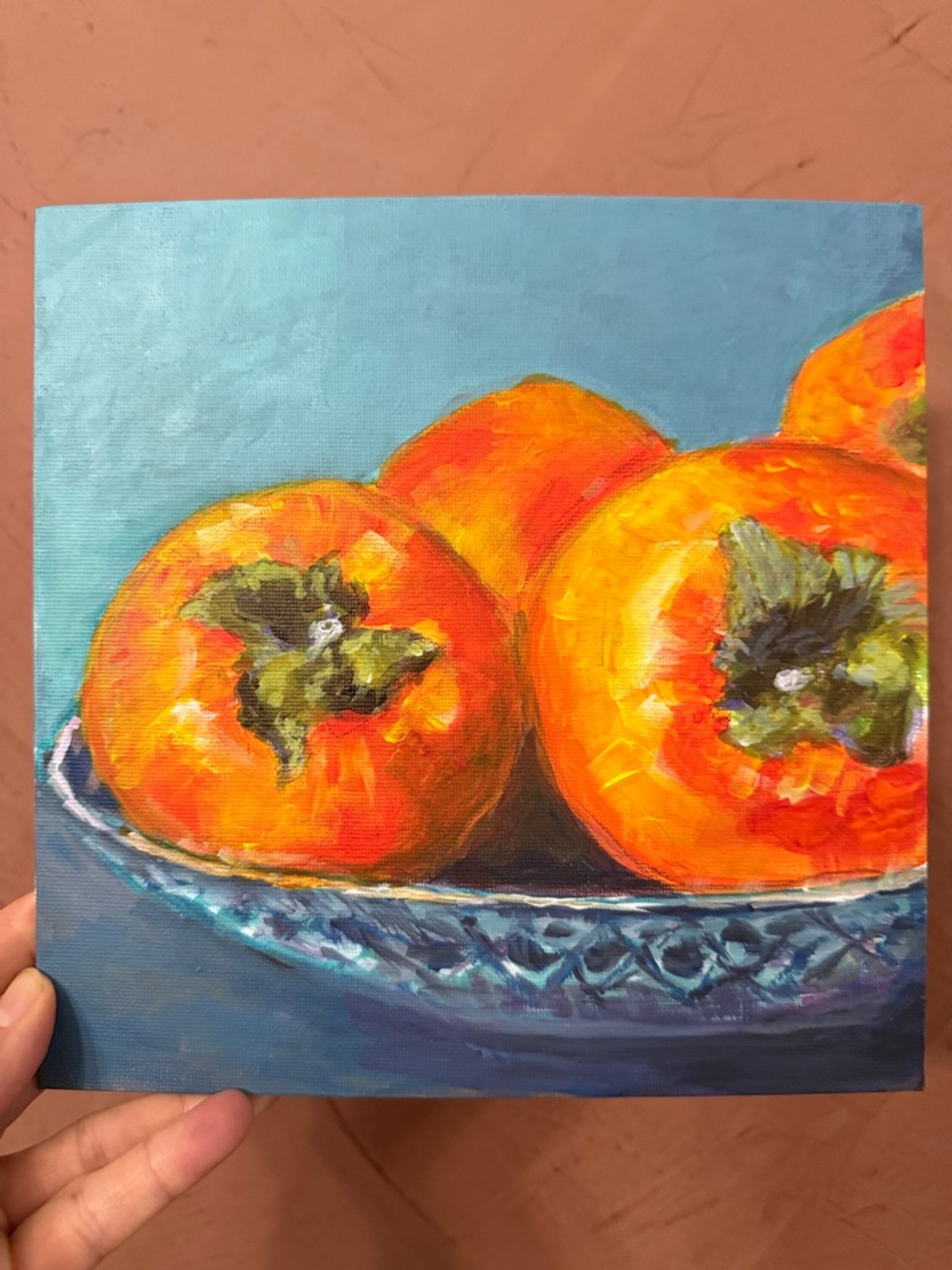 Vibrant Orange Persimmon Still Life Canvas Art